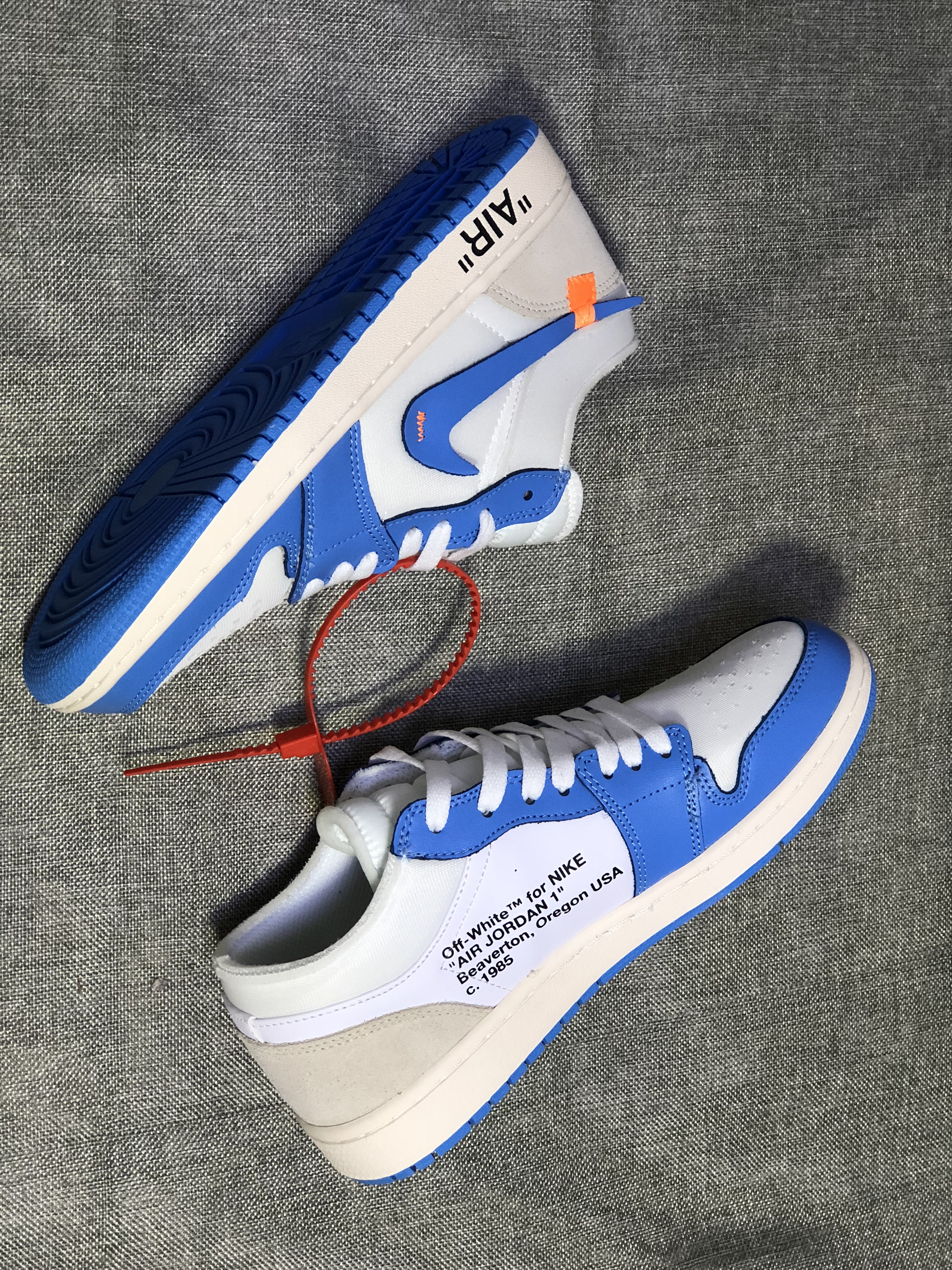 Air Jordan 1 low x Off-white North Carolina White Blue Lover Shoes